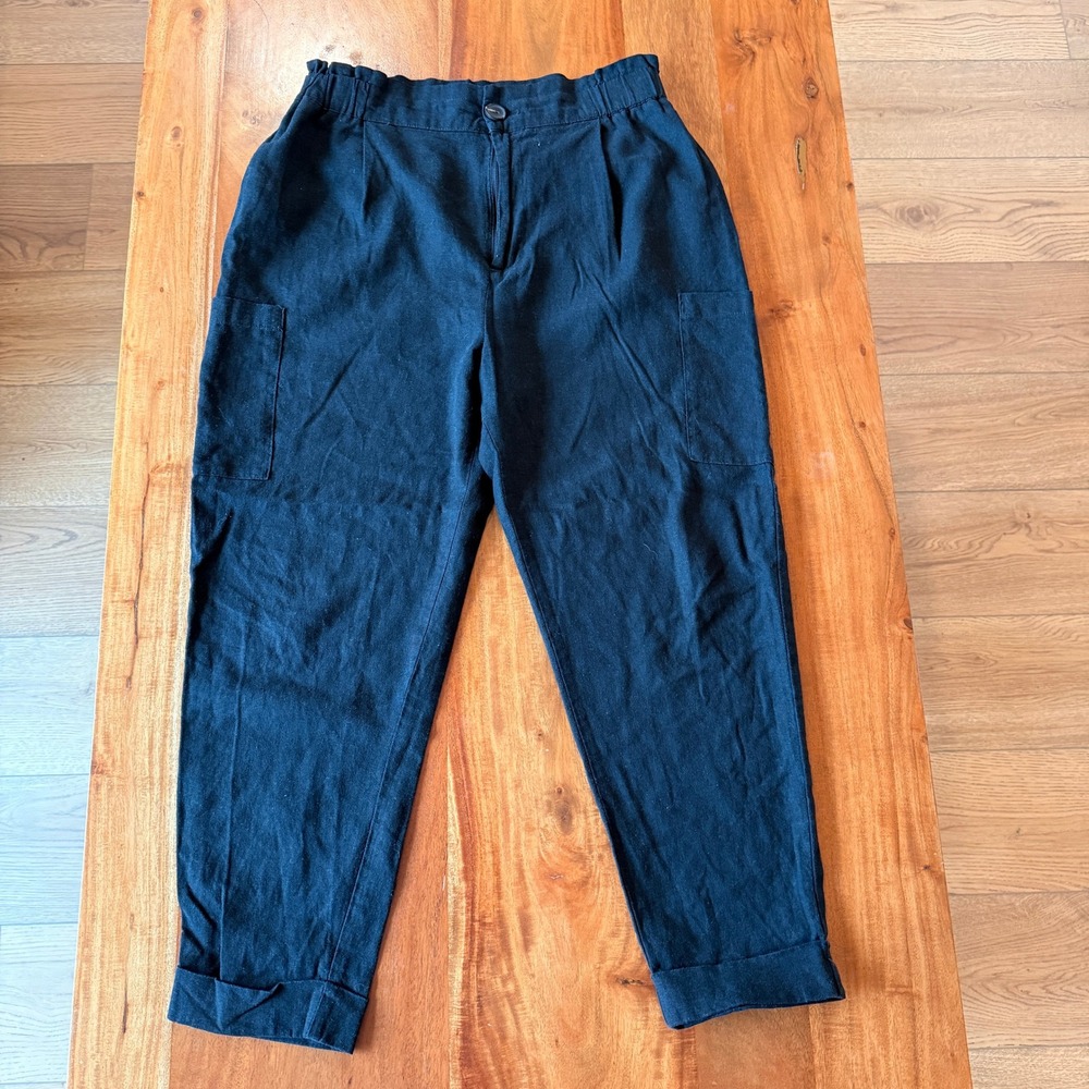 Zara Women's Black Linen Trousers Size‎ 6